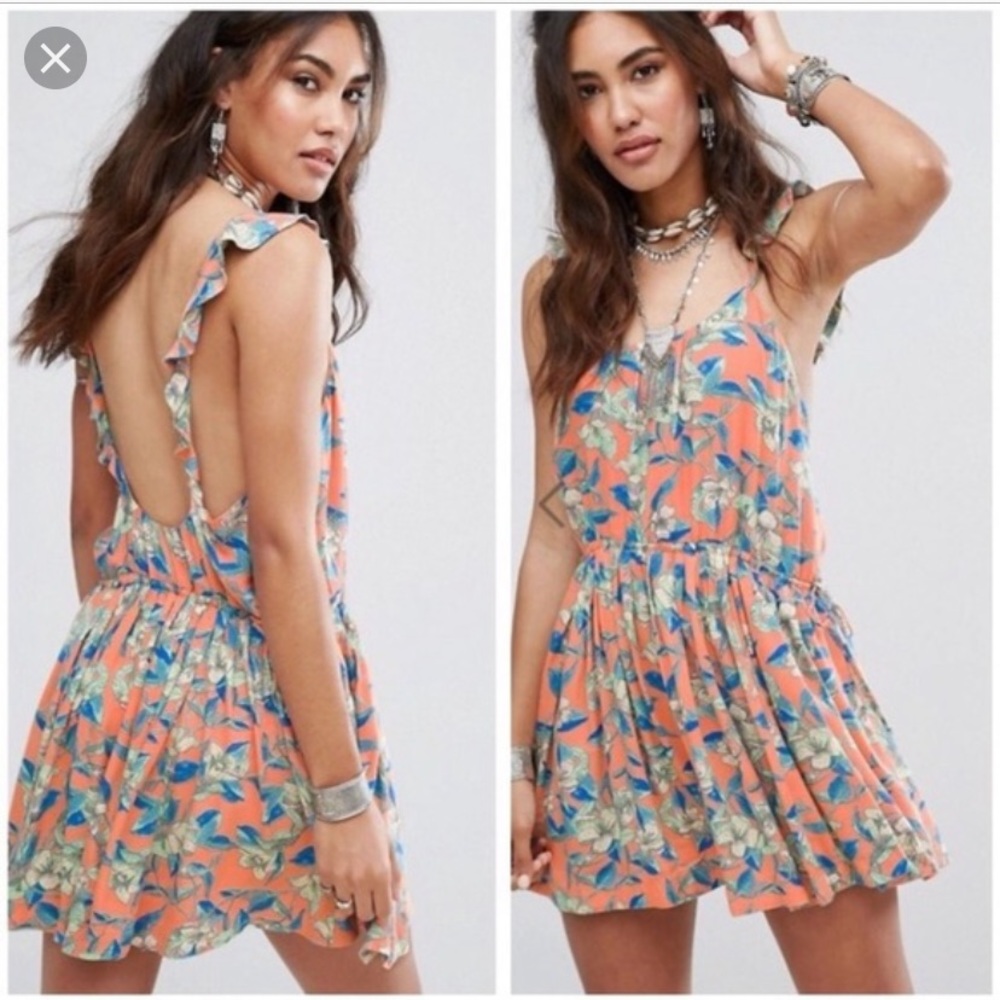 Free People Coral Floral Dress